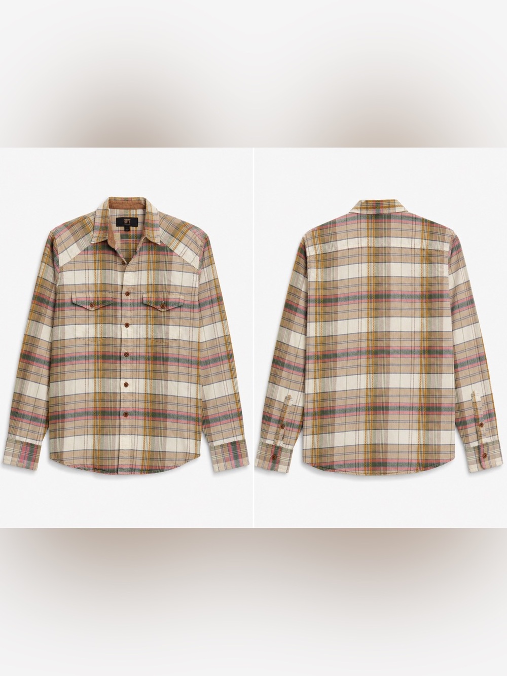 Frye Men’s Plaid Button Down Shirt Size Small Western Utility Style